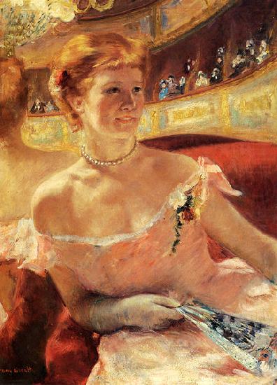 Woman with a Pearl Necklace in a Loge, Mary Cassatt